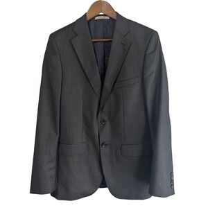 Zara Men 38 One Button Charcoal Gray Pinstripe Blazer Business Casual Academia